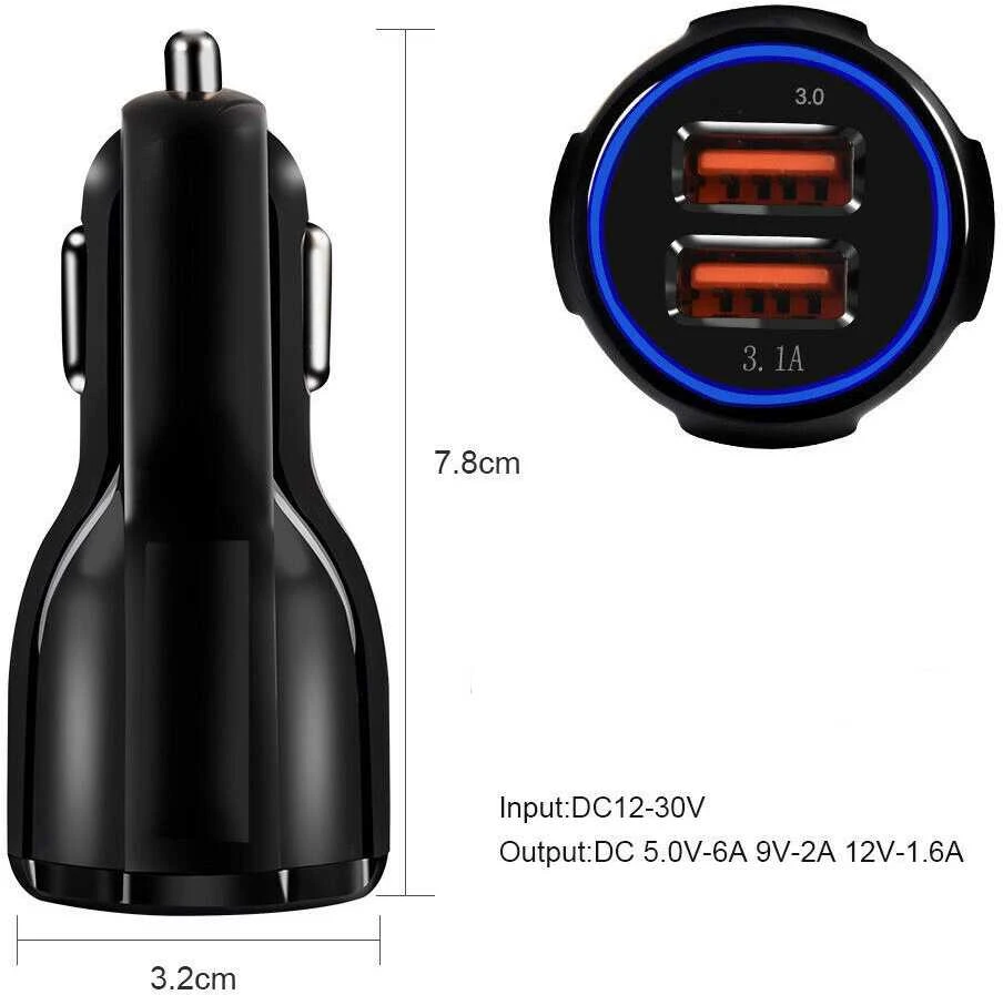 Greito įkrovimo auto SAM. 2 X USB 3.0 FAST adapteris