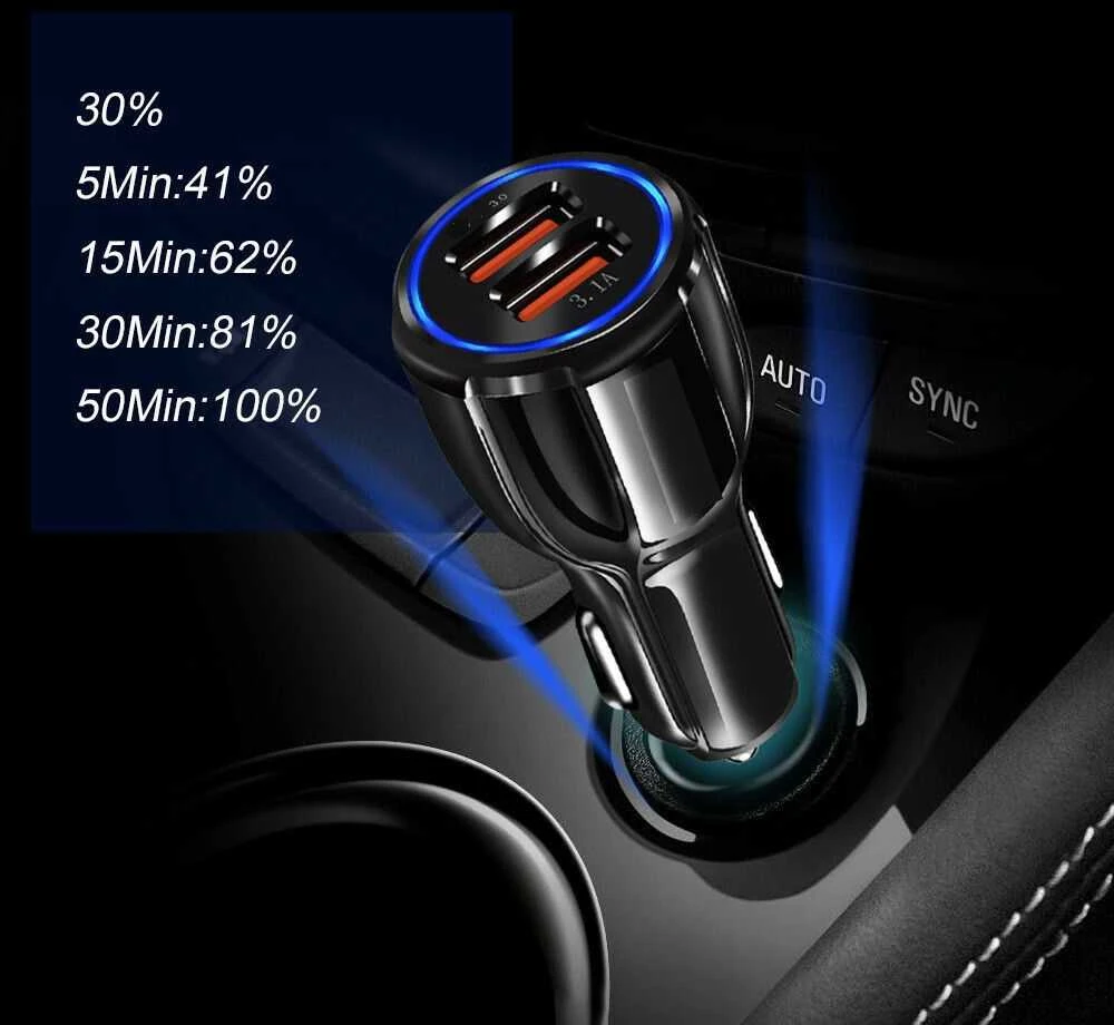 Greito įkrovimo auto SAM. 2 X USB 3.0 FAST adapteris