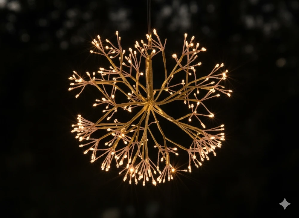 Kalėdinė LED amalų dekoracija, 40 cm, auksinės spalvos