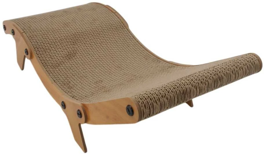Ergonomiška kartoninė draskyklė katėms su mediniu rėmu