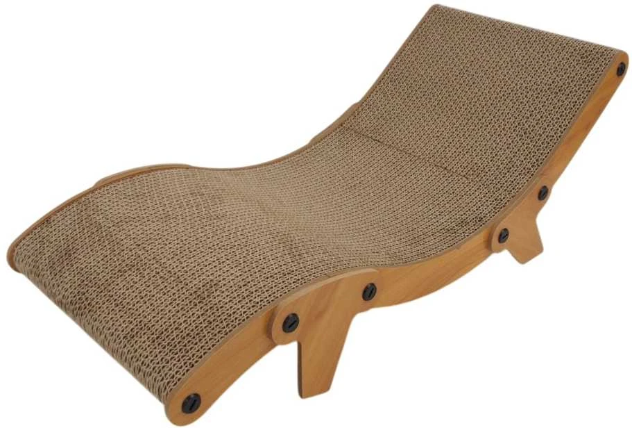 Ergonomiška kartoninė draskyklė katėms su mediniu rėmu