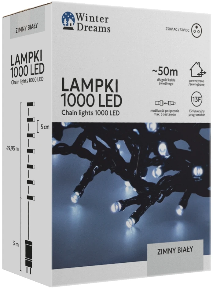 Extralink LED girlianda, 1000 LED, 53 m, šaltai balta