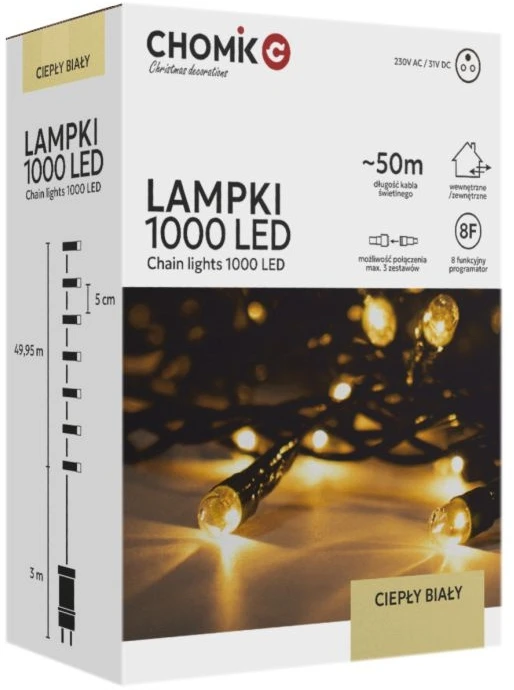 Extralink LED girlianda, 1000 LED, 53 m, šiltai balta