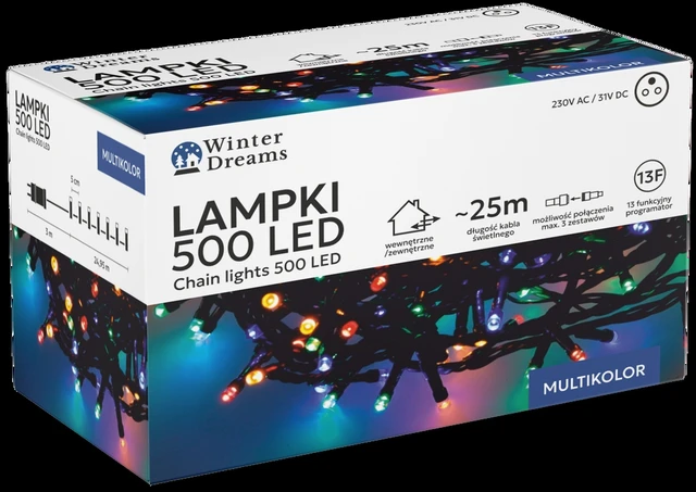 Extralink LED girlianda, 500 LED, 28 m, spalvota