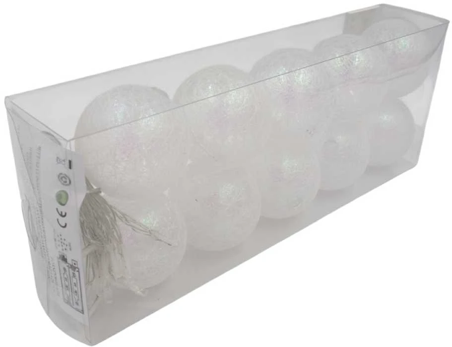 LED girlianda „Baltos burbuliukų lemputės“ (10 vnt.)