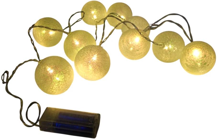 LED girlianda „Baltos burbuliukų lemputės“ (10 vnt.)