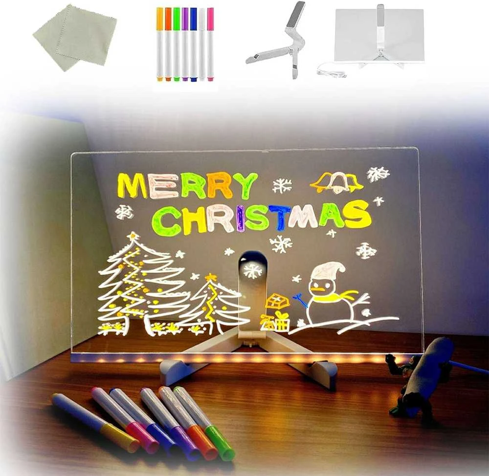 DIY LED piešimo lenta su šviečiančiu akrilo paviršiumi
