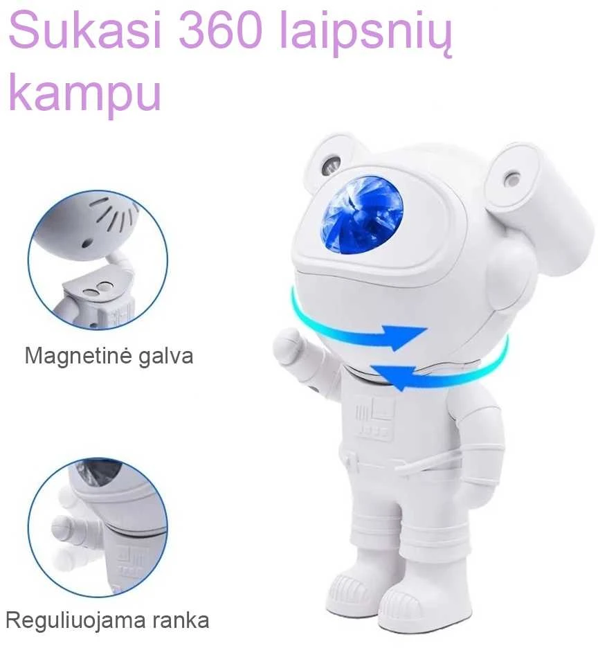 LED Projektorius su kolonėle ASTRONAUTAS