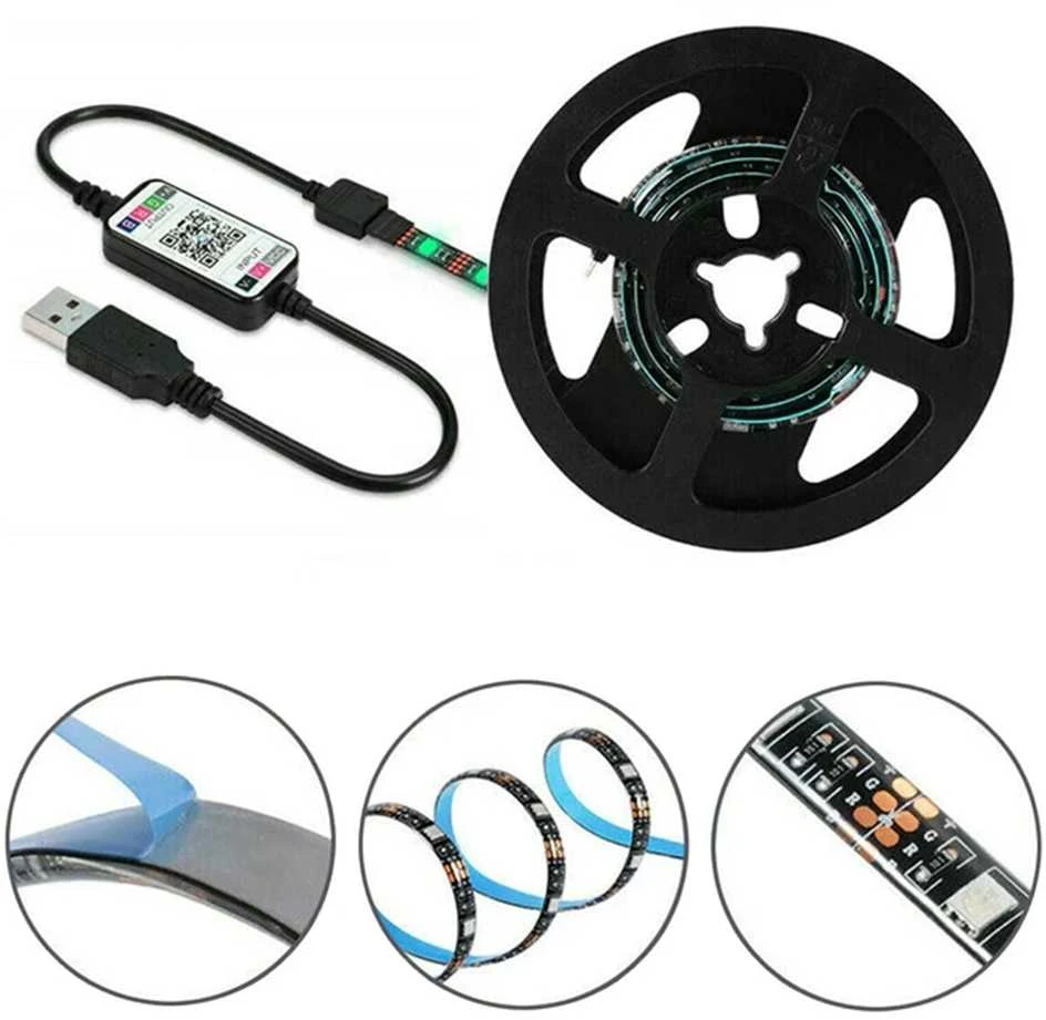 LED RGB USB juosta, 5 metrai