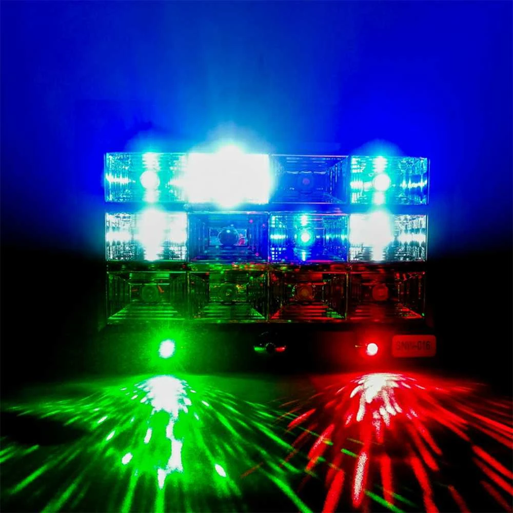 LED stroboskopas su lazeriais