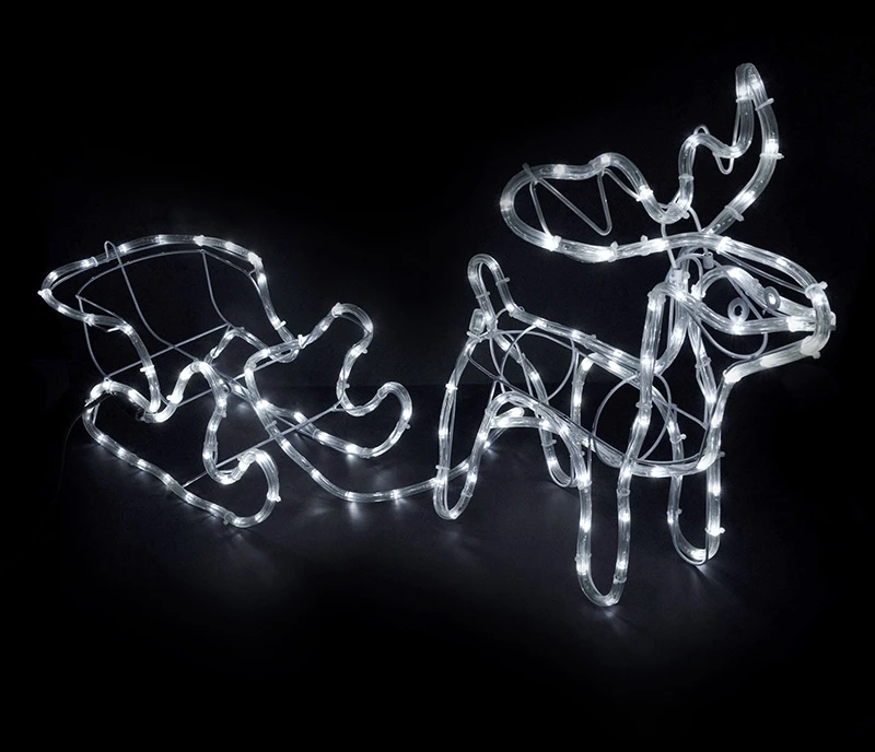 LED šviečianti elnių ir rogių dekoracija – 120 cm