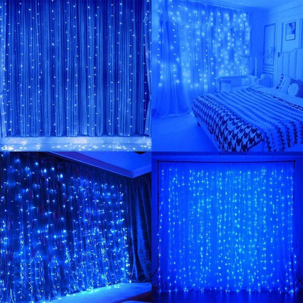 LED USB Užuolaida - Girlianda, mėlyna