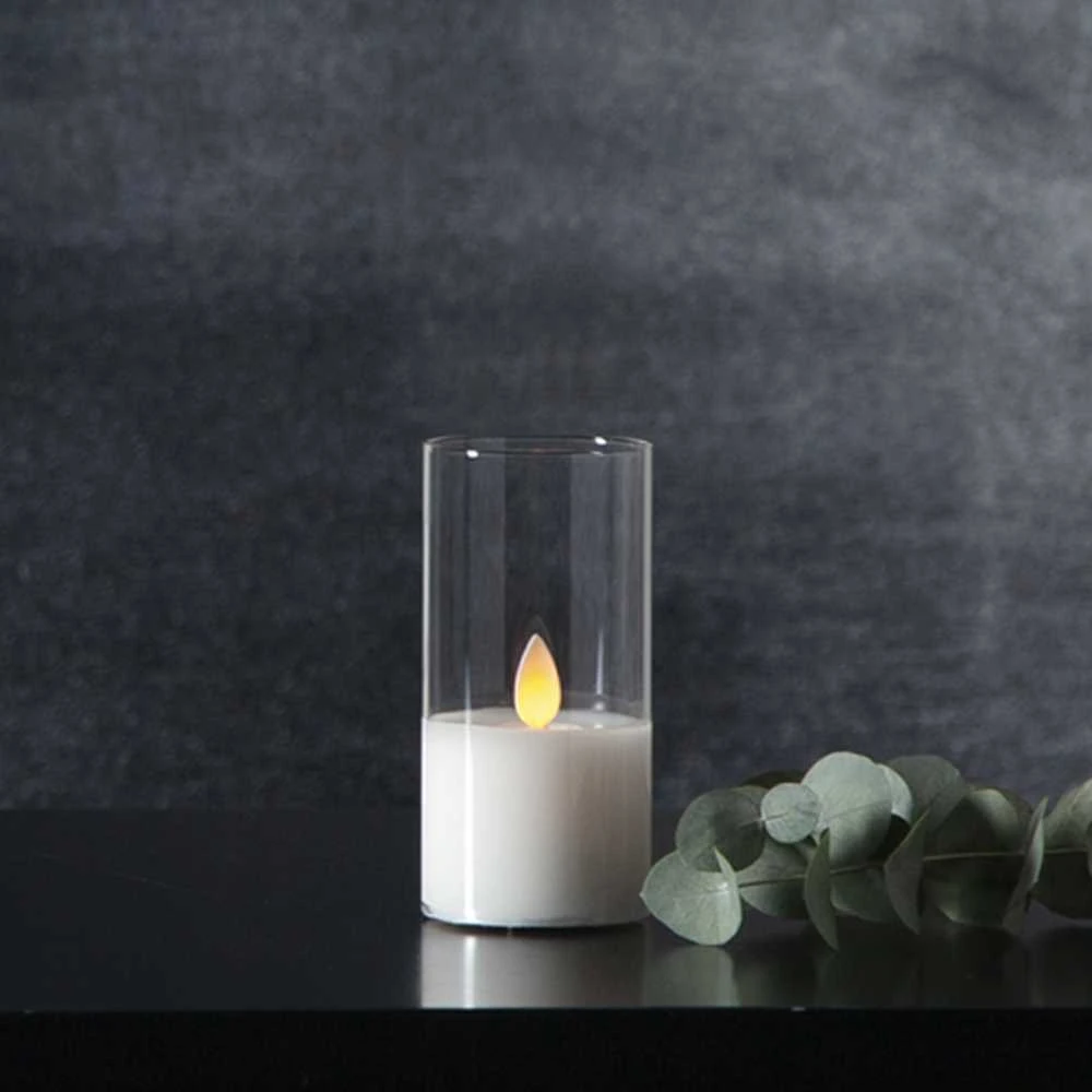 Pakabinamas šviestuvas LED žvakė su tikro stiklo gaubtu, 10 cm