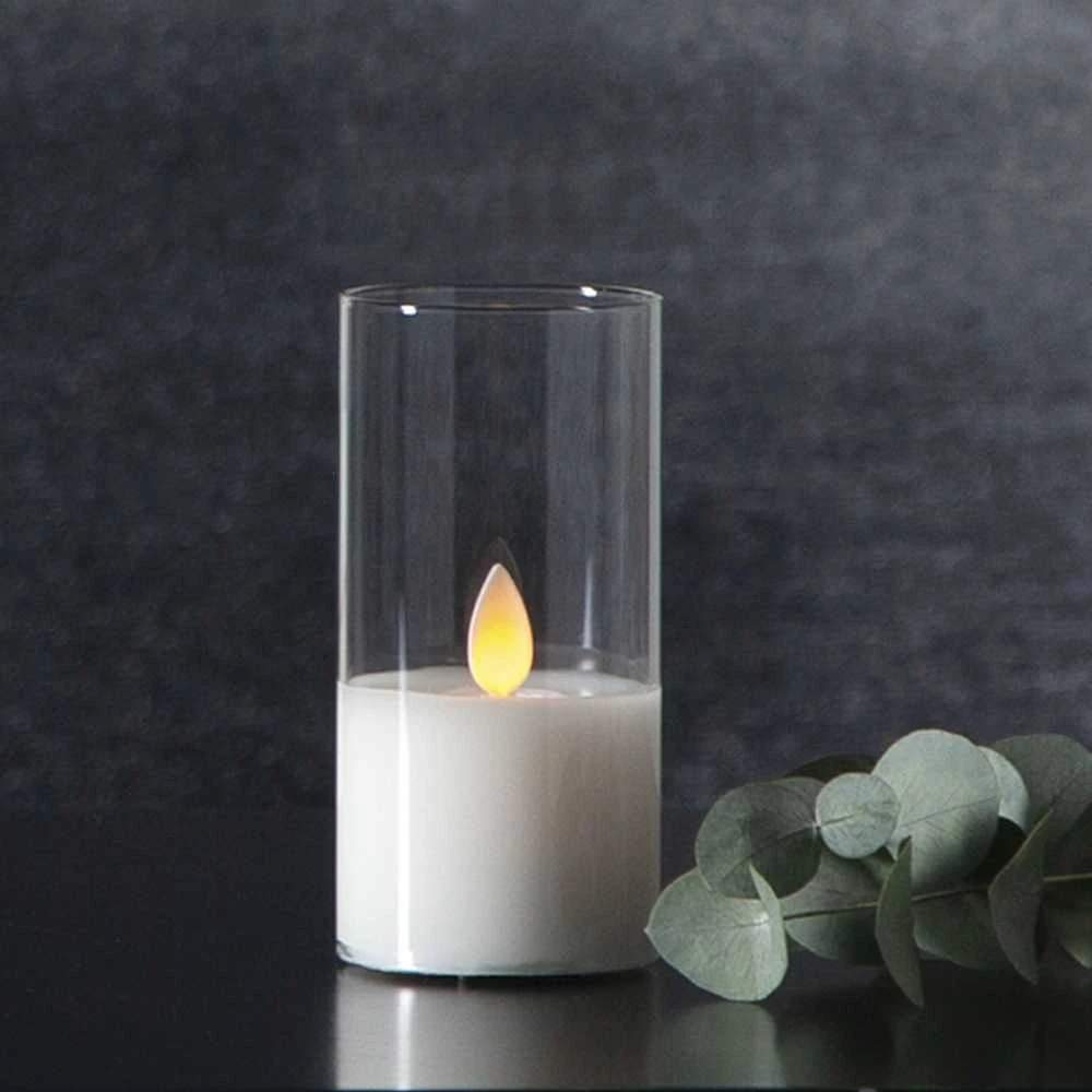 Pakabinamas šviestuvas LED žvakė su tikro stiklo gaubtu, 12,5 cm