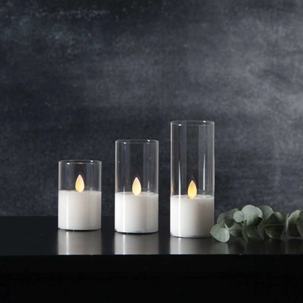 Pakabinamas šviestuvas LED žvakė su tikro stiklo gaubtu, 12,5 cm