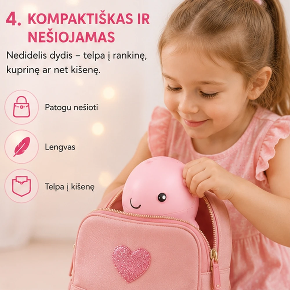 Mini ventiliatorius su skraidančiu kamuoliuku (rožinis)