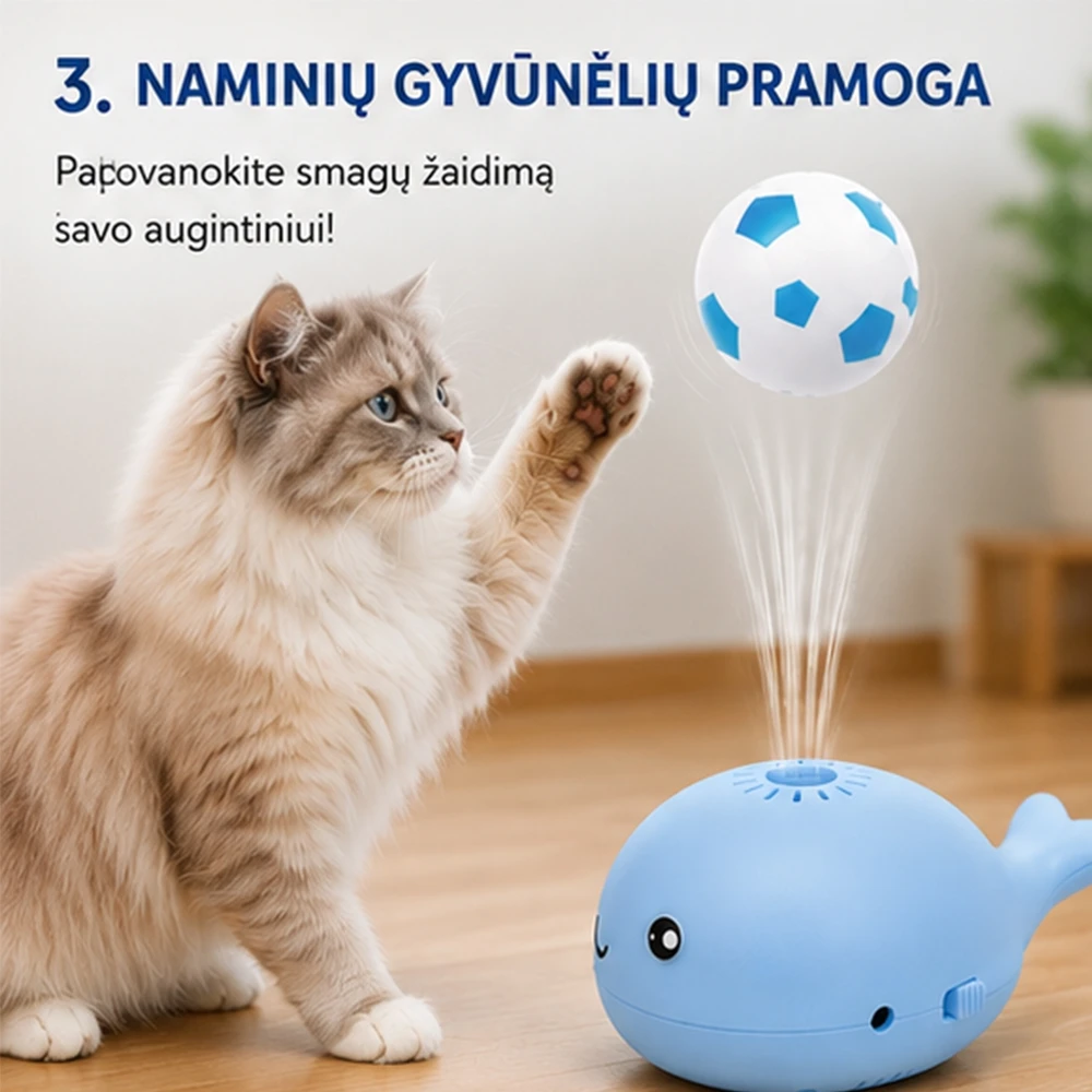 Mini ventiliatorius su skraidančiu kamuoliuku (mėlynas)