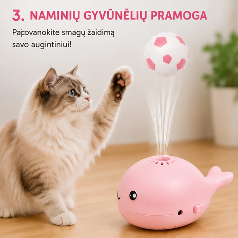 Mini ventiliatorius su skraidančiu kamuoliuku (rožinis)