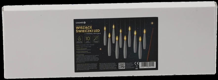 Pakabinamos LED žvakės su lazdelės formos pulteliu, 10 vnt.