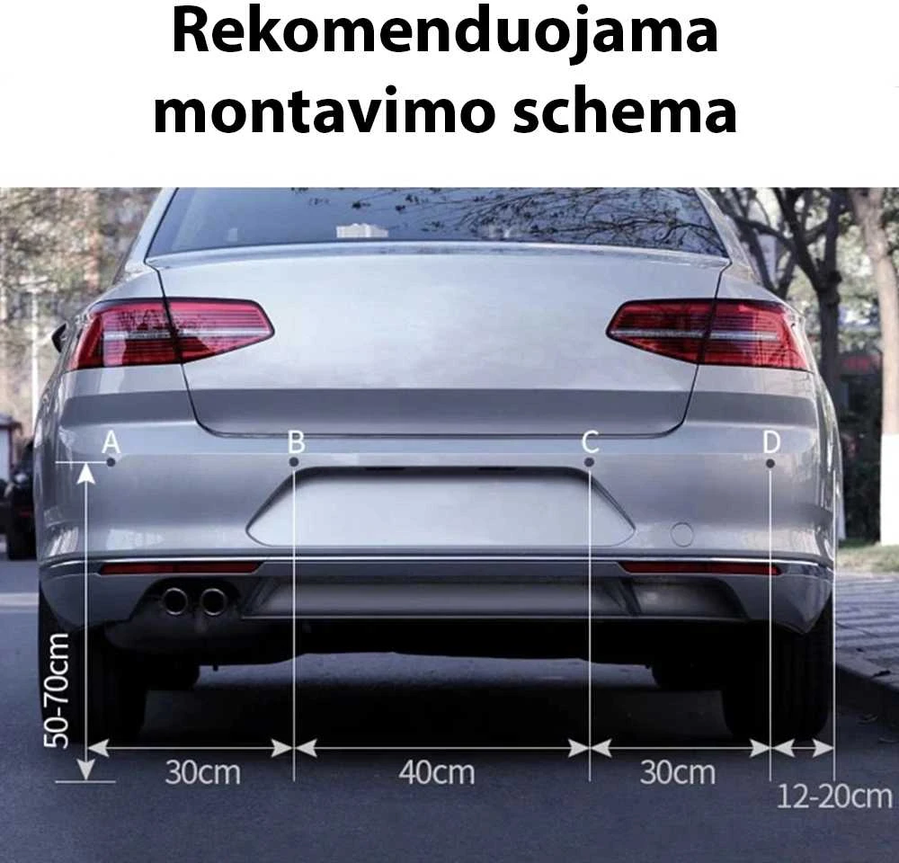 Parkavimo sistema su 4 davikliais