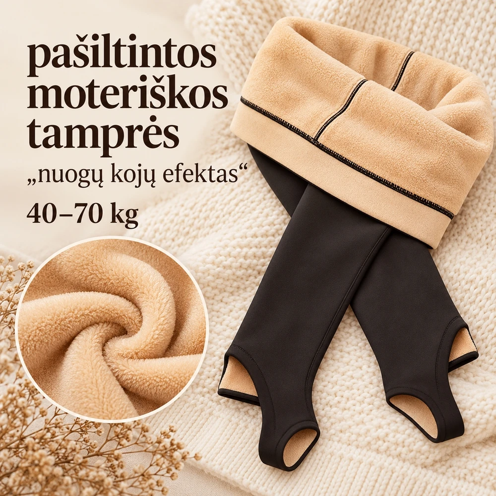 Pašiltintos moteriškos pėdkelnės „Nuogų kojų efektas“ 40–70 kg