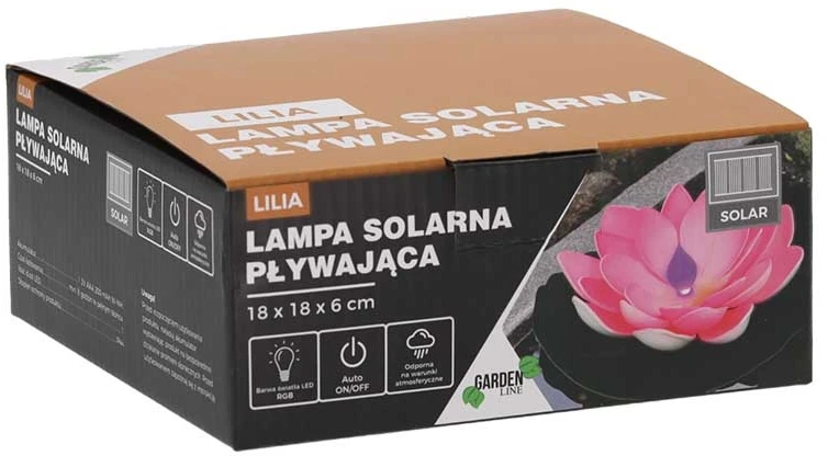 Plūduriuojanti saulės energijos lempa „Lelija“ RGB 18 x 18 x 6 cm