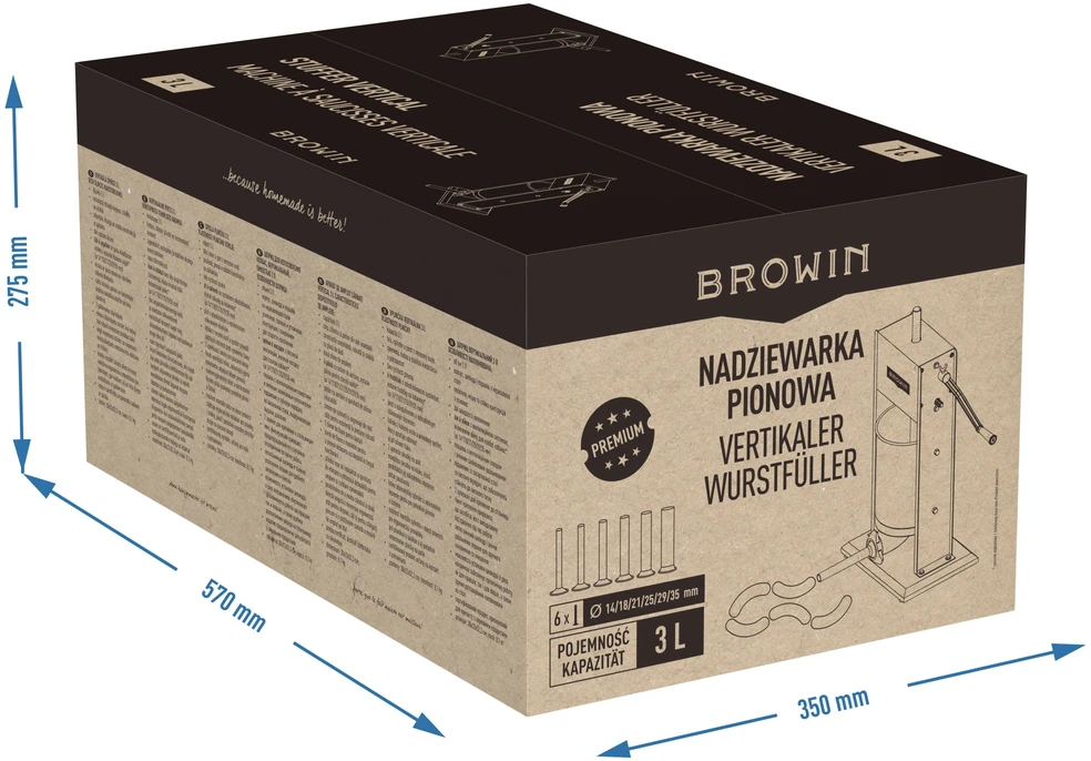 Premium vertikalus dešrų kimštuvas 3L