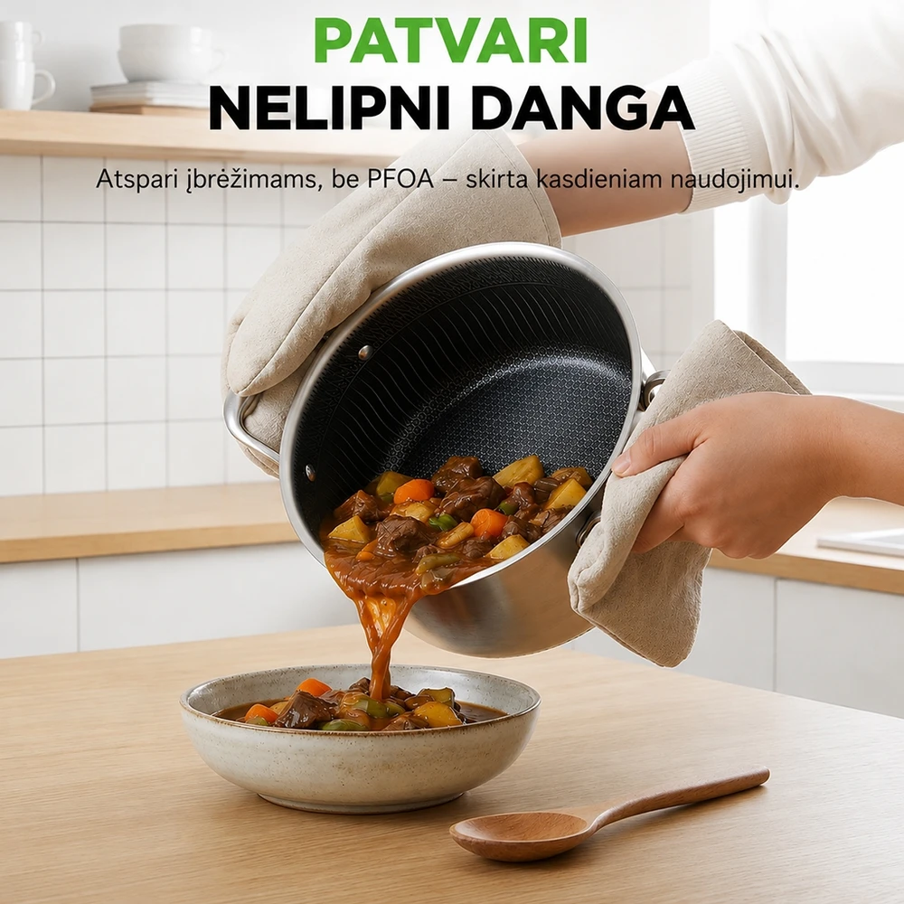 Puodas su dangčiu OSFÉ Tri-Ply, 26 cm, 7 l