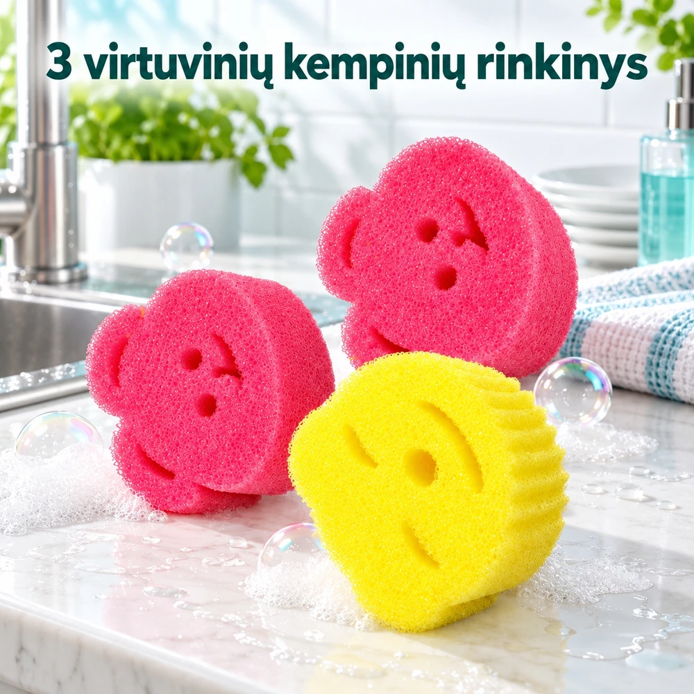 Spalvotų valymo kempinėlių rinkinys, 3 vnt. TR2289E