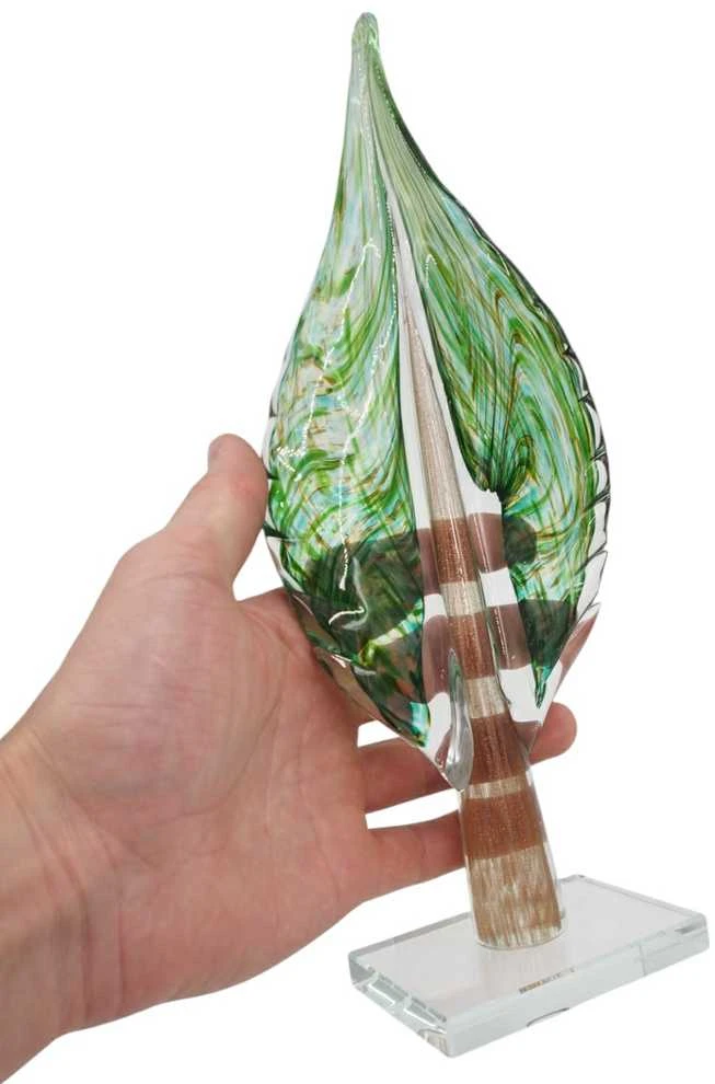 Stiklinė dekoracija „Lapas“, 12×7×32.5 cm Žalias