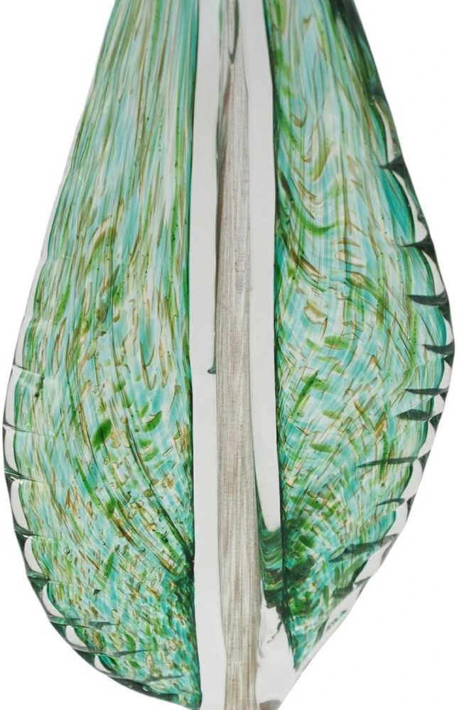 Stiklinė dekoracija „Lapas“, 13×9×41 cm ŽALIAS