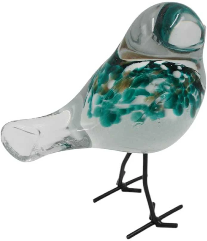 Stiklinė dekoracija „Paukštelis“ – 18×8×19 cm Baltas