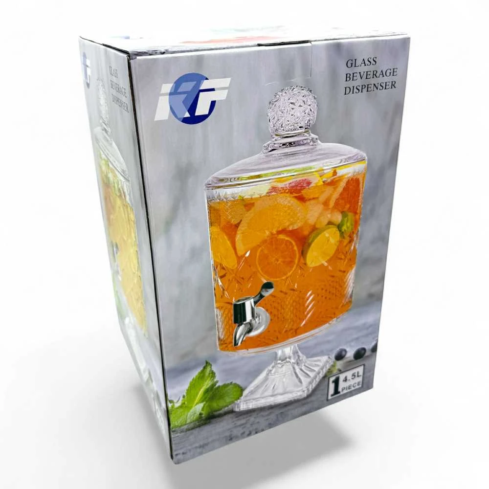 Stiklinė gėrimų talpa su kraneliu