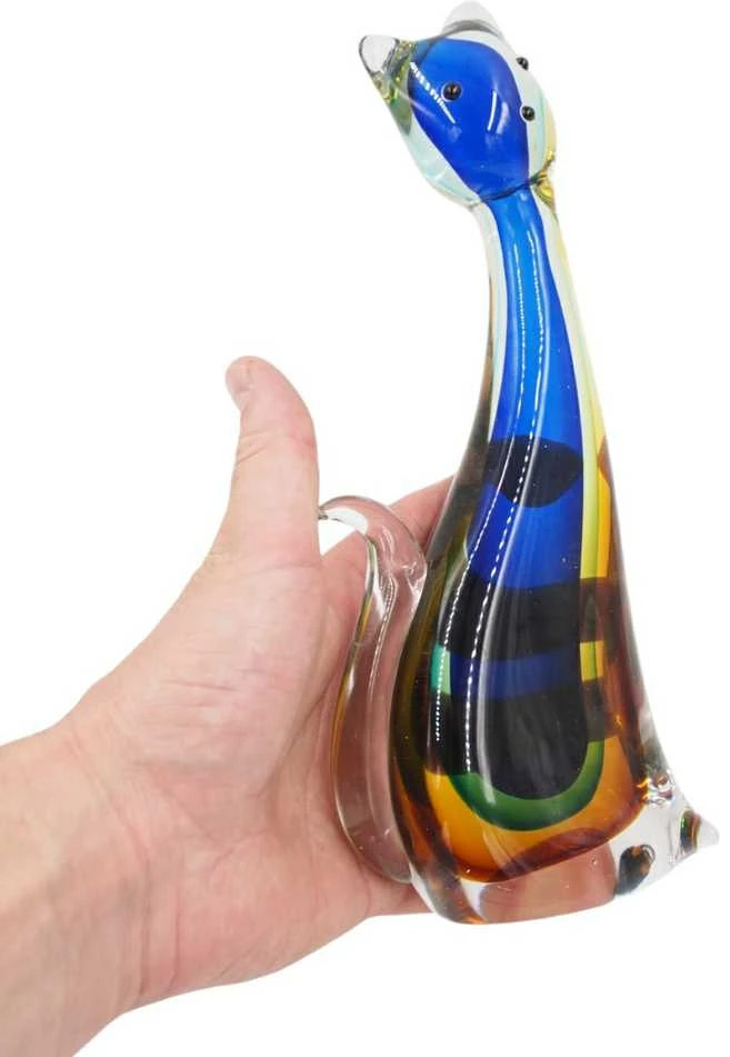 Stiklinė skulptūrėlė – katinas, 11×26 cm