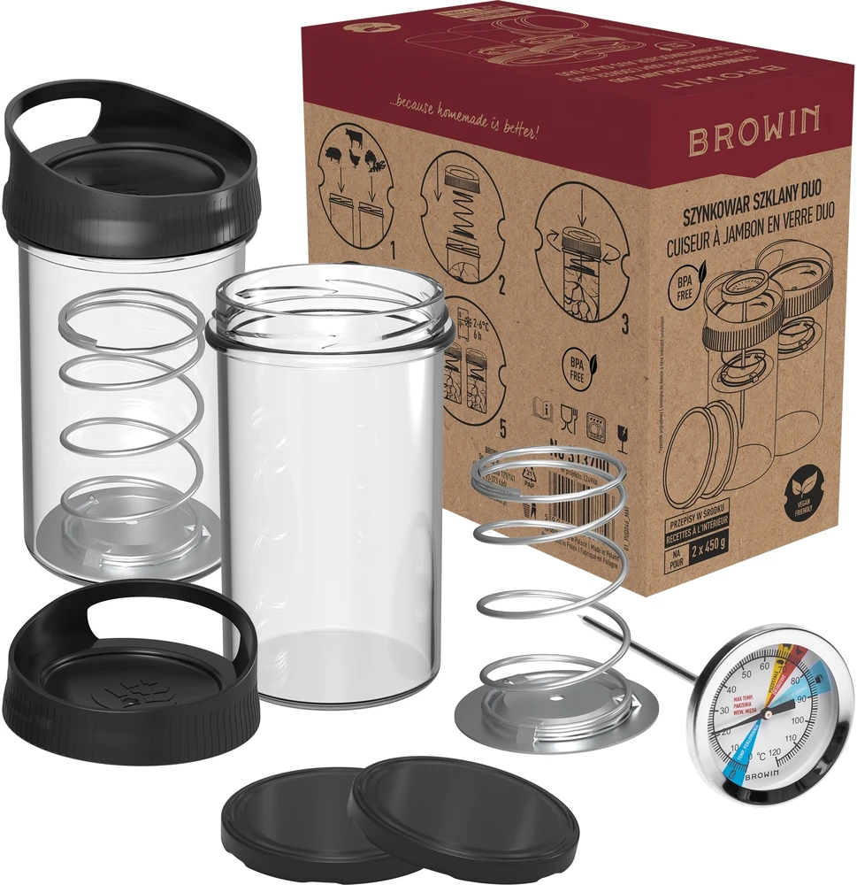 Browin Stiklinis presuoklis – DUO rinkinys, 2 x 450 g talpos