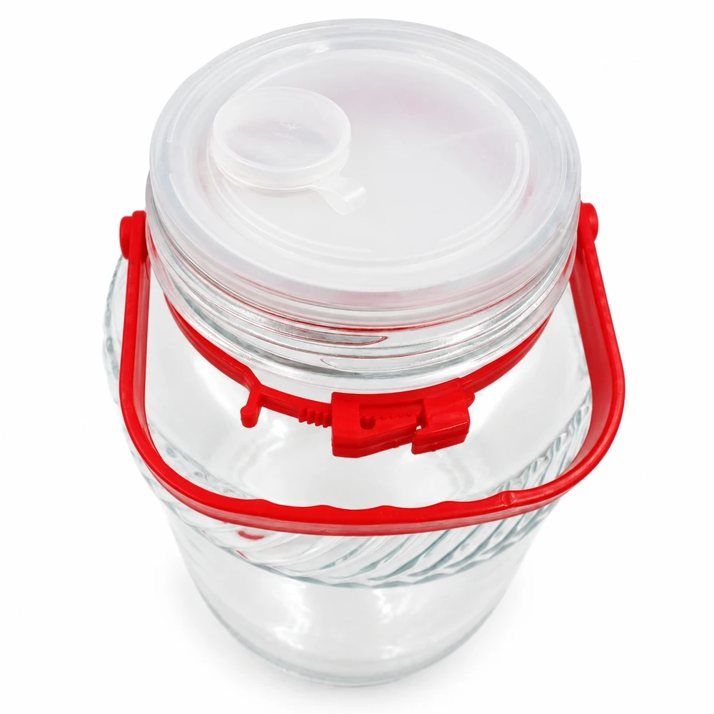Stiklinis stiklainis su dangteliu ir rankena, 5 l