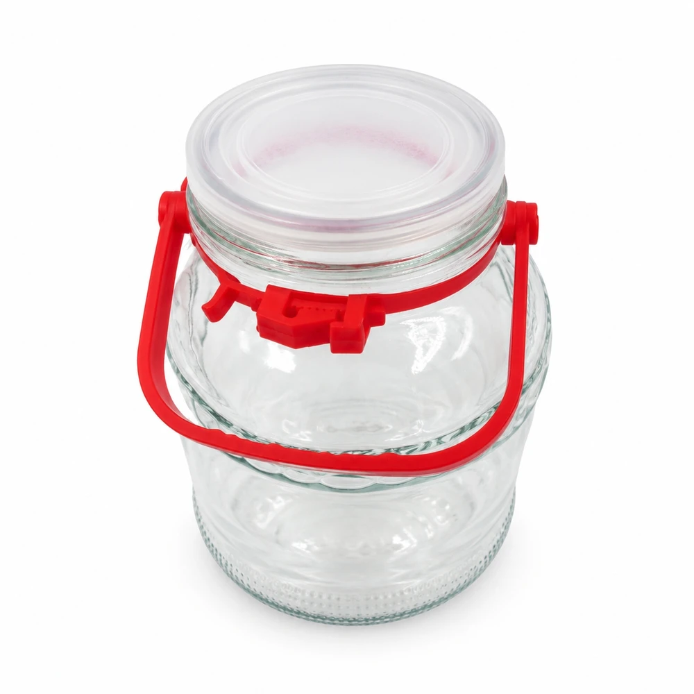 Stiklinis stiklainis su dangteliu ir rankena, 2 l