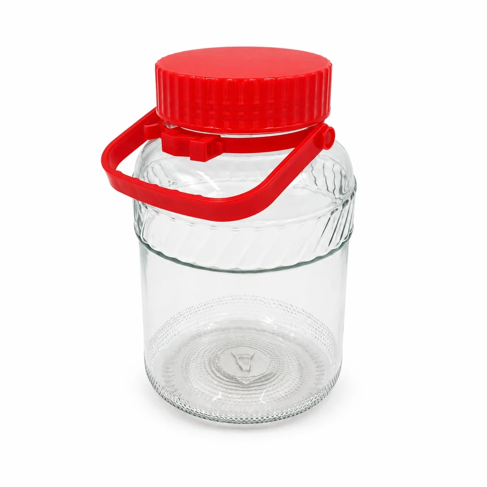 Stiklinis stiklainis su dangteliu ir rankena, 2 l