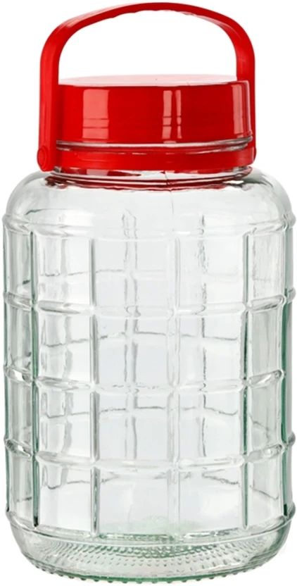 Stiklinis universalus stiklainis 2 L su plastikiniu dangteliu