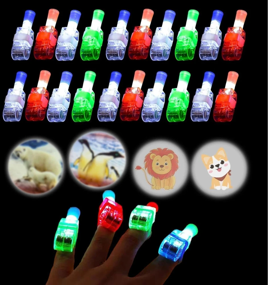 Šviečiantys LED pirštų žaislai vaikams – 10 vnt. rinkinys