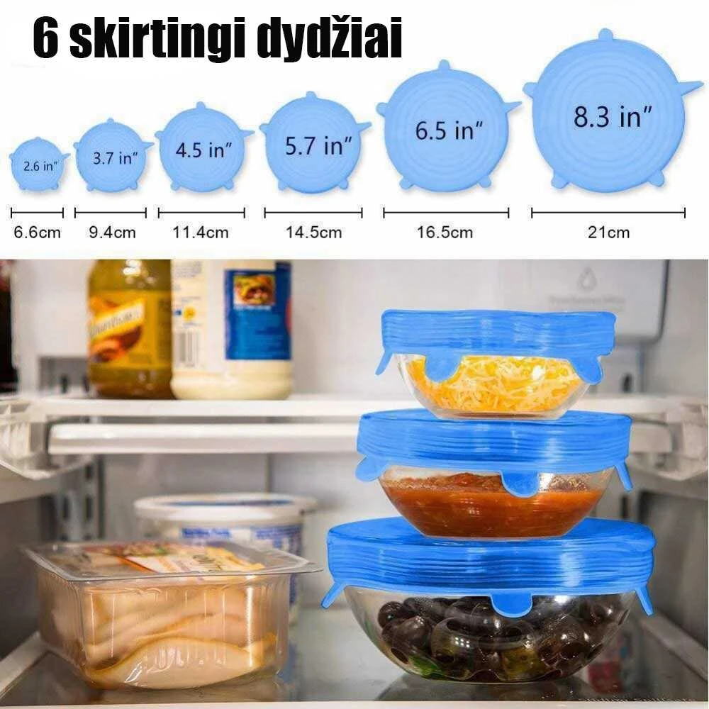 TAMPRIŲ SILIKONINIŲ DANGTELIŲ RINKINYS (6 VNT.)