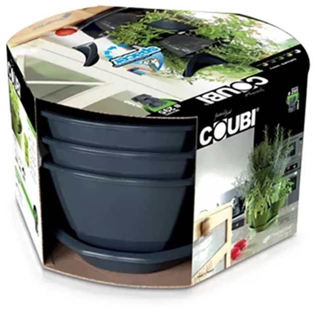 Prosperplast Trigubas puodas žolelėms Coubi Herbal antracitas