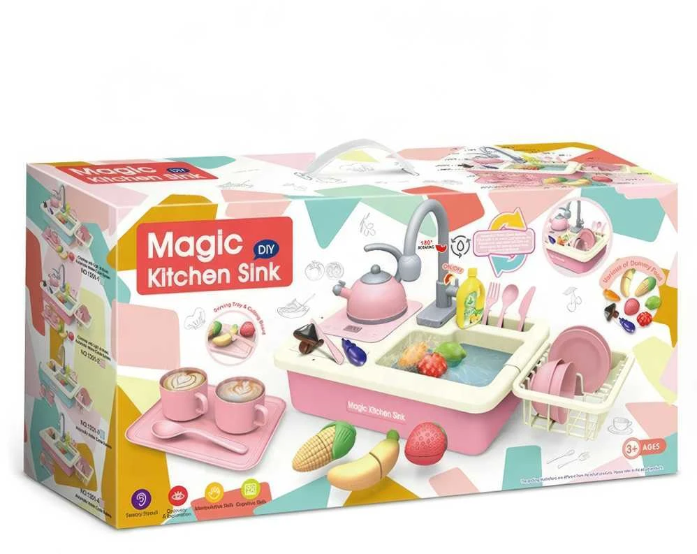 Vaikiškas virtuvės kriauklės rinkinys „Magic Kitchen Sink“ su priedais