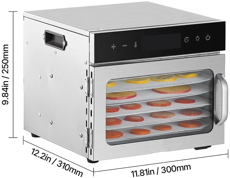 Vaisių ir maisto džiovyklė 400 W, 6 padėklų, nerūdijančio plieno