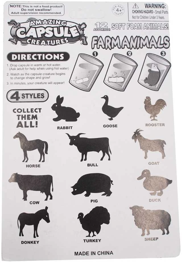Vandenyje Augančios Kapsulės "FARM ANIMALS"
