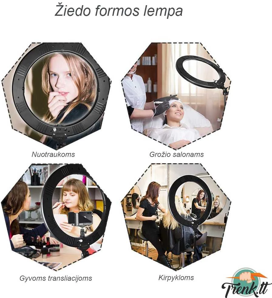 Žiedo Formos Lempa Fotografavimui, Makiažui 24W