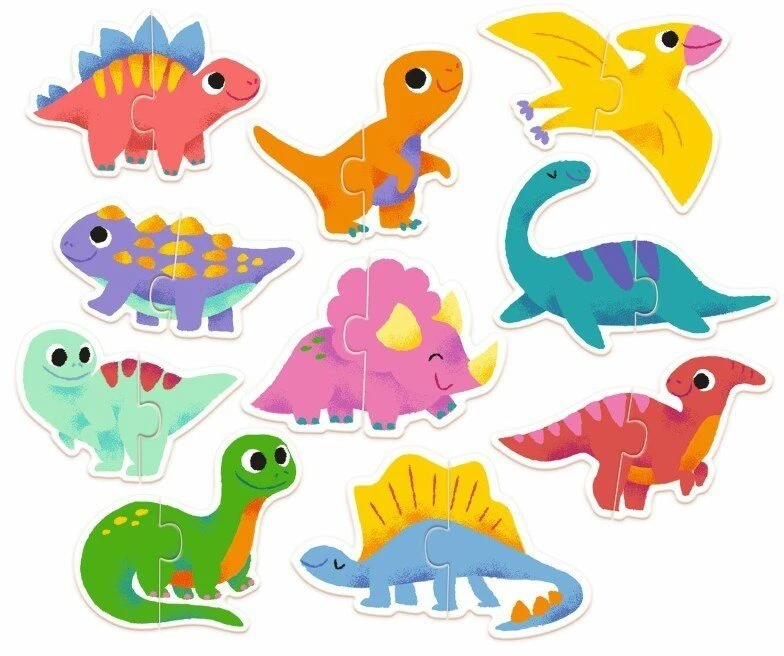 Djeco Dviejų dalių dėlionės - Dinozaurai (20 vnt.)