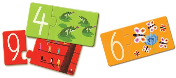 Djeco Dviejų dalių dėlionės - Skaičiai (20 vnt.) ( DJ08151 )