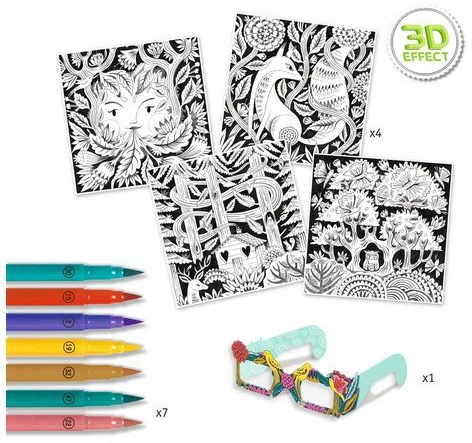 Djeco Dažymas su flomasteriais - 3D Miškas ( DJ08652 )