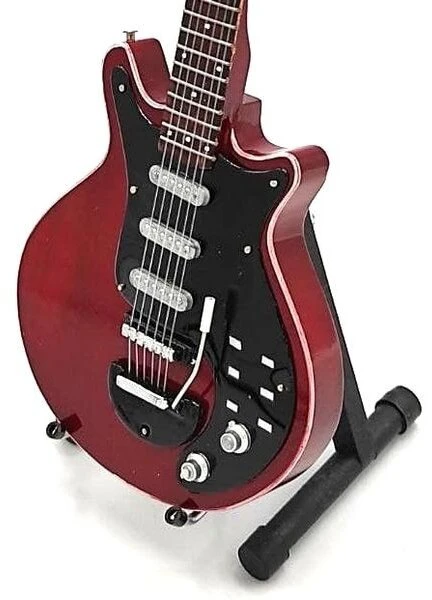 Indominiguitars Kolekcinė mini gitara Queen Brian May iš raudonmedžio, mastelis 1:4